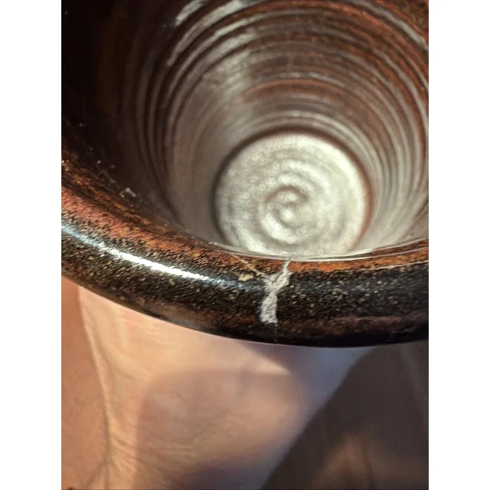 David Fernandez Seagrove Stoneware Striped Art Pottery Vase Utensil Holder-READ